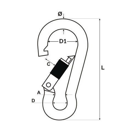 KARABINERHAKEN Feuerwehre Edelstahl V4A NIRO Karabiner mit Sicherheitsmutter 11mm