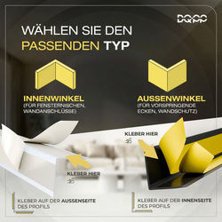 Selbstklebender PVC-Winkel für Außenecken 40×40mm Weiß 2m