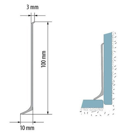 2,5m Fussleiste aus Aluminium 100mm