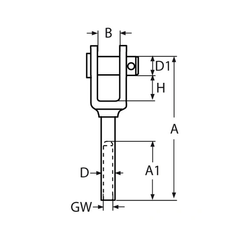 Edelstahl ESS Gabel Mit Innengewinde RECHTS M5