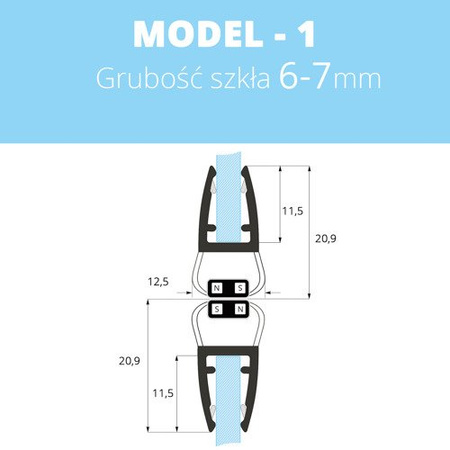 1 PAAR Duschdichtung Magnetdichtung 6-8mm MODEL 1