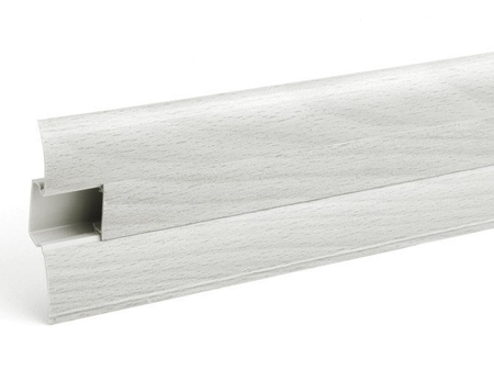 2m Fussleiste 62mm ESCHE GRAU Fußleiste Leiste Sockelleiste Laminatleiste Bodenleiste PVC + Montagematerial GRATIS
