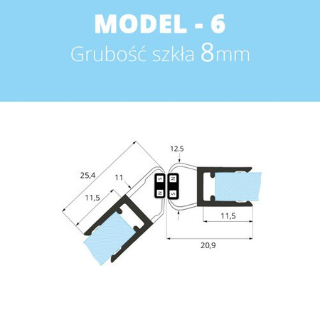 1 PAAR Duschdichtung Magnetdichtung 6-8mm MODEL 6