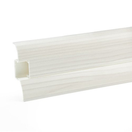 2m Fussleiste 62mm KIEFERWEISS Fußleiste Leiste Sockelleiste Laminatleiste Bodenleiste PVC + Montagematerial GRATIS