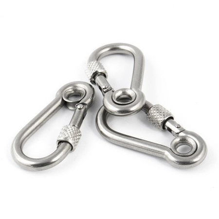 KARABINERHAKEN Feuerwehre Edelstahl V4A NIRO Karabiner mit Sicherheitsmutter und Kausche 11mm