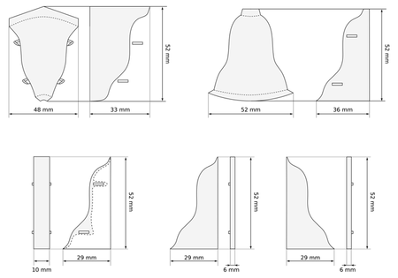 2,5m Fussleiste Fußleiste Leiste Sockelleiste Laminatleiste Bodenleiste 52mm SCHILFROHR HELL + Montagematerial GRATIS