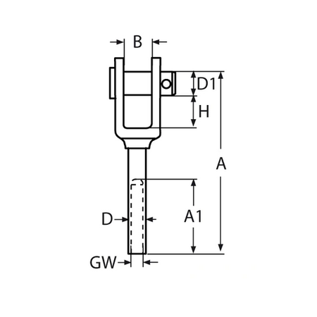 Edelstahl ESS Gabel Mit Innengewinde LINKS M10