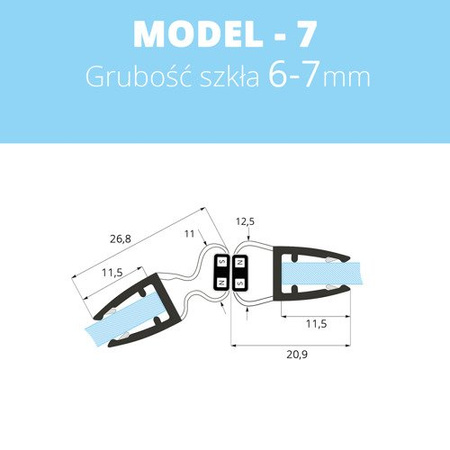 1 PAAR Duschdichtung Magnetdichtung 6-8mm MODEL 7