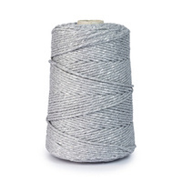 Baumwolle Baumwollgarn Makramee Garn 3mm 200m SILBER mit Silberfaden