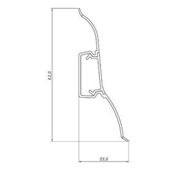 2m Fussleiste 62mm EICHE WEISS Fußleiste Leiste Sockelleiste Laminatleiste Bodenleiste PVC + Montagematerial GRATIS