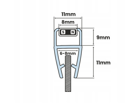 Magnetdichtung Dichtung Transparent Duschtürdichtung 6mm 8mm